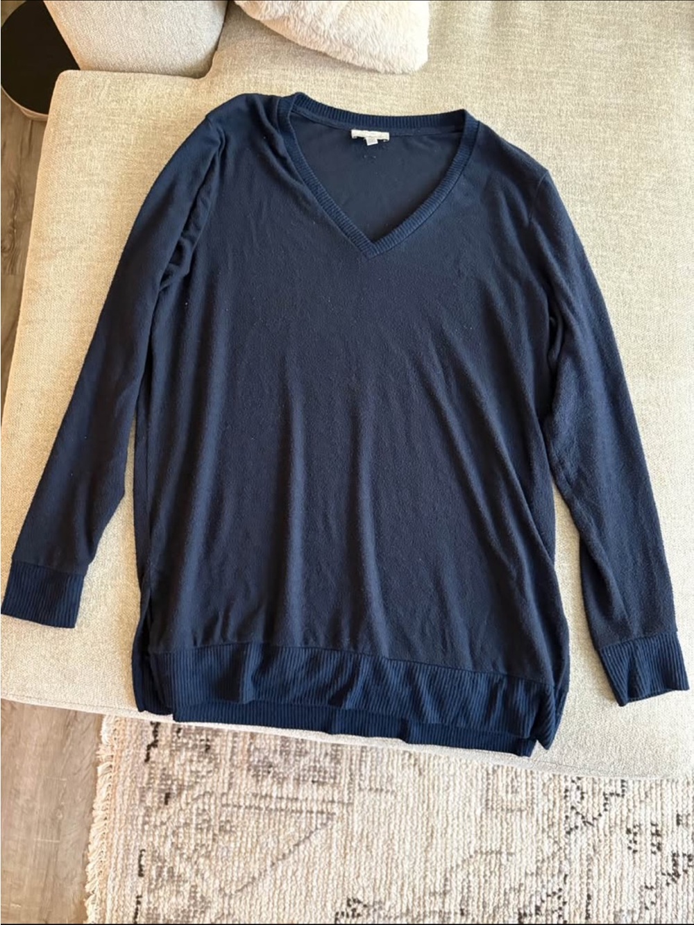 Lucky Brand Navy V-Neck Sweater Top